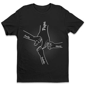 Main dans la main, je te protégerai toujours - T-shirt unisexe personnalisé pour la famille - Cadeau de fête des pères, d'anniversaire pour papa, grand-père
