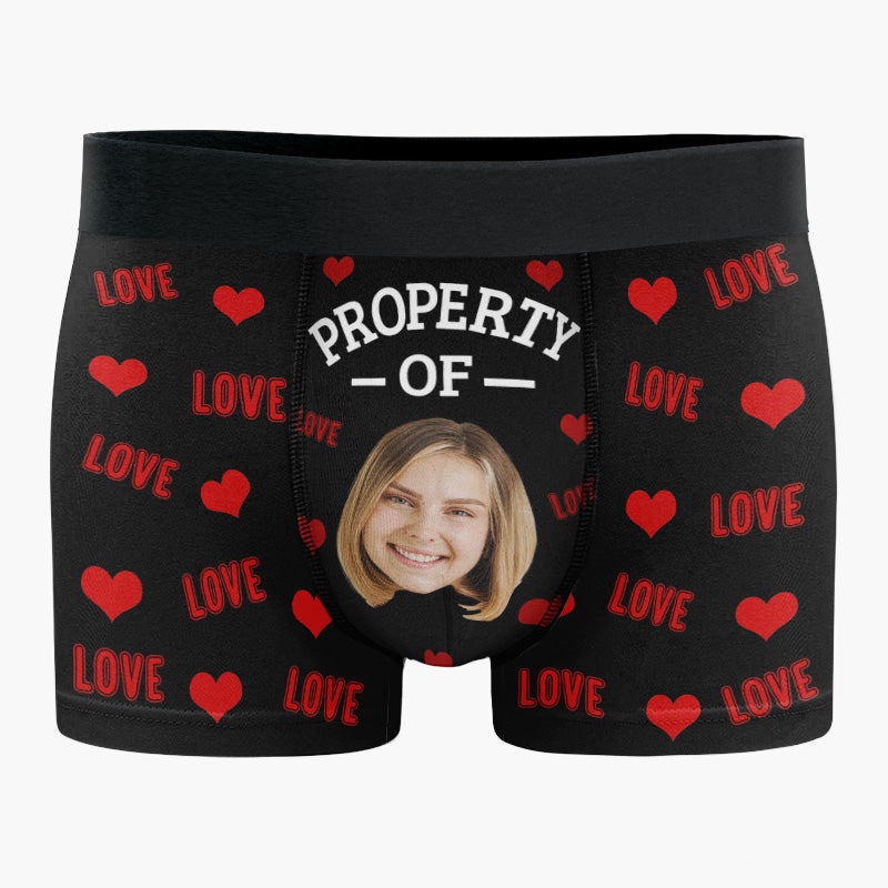 Custom Photo My Property - Funny Personalized Custom Boxer Briefs, Men's Boxers - Birthday Gift For Boyfriend, Husband, Anniversary