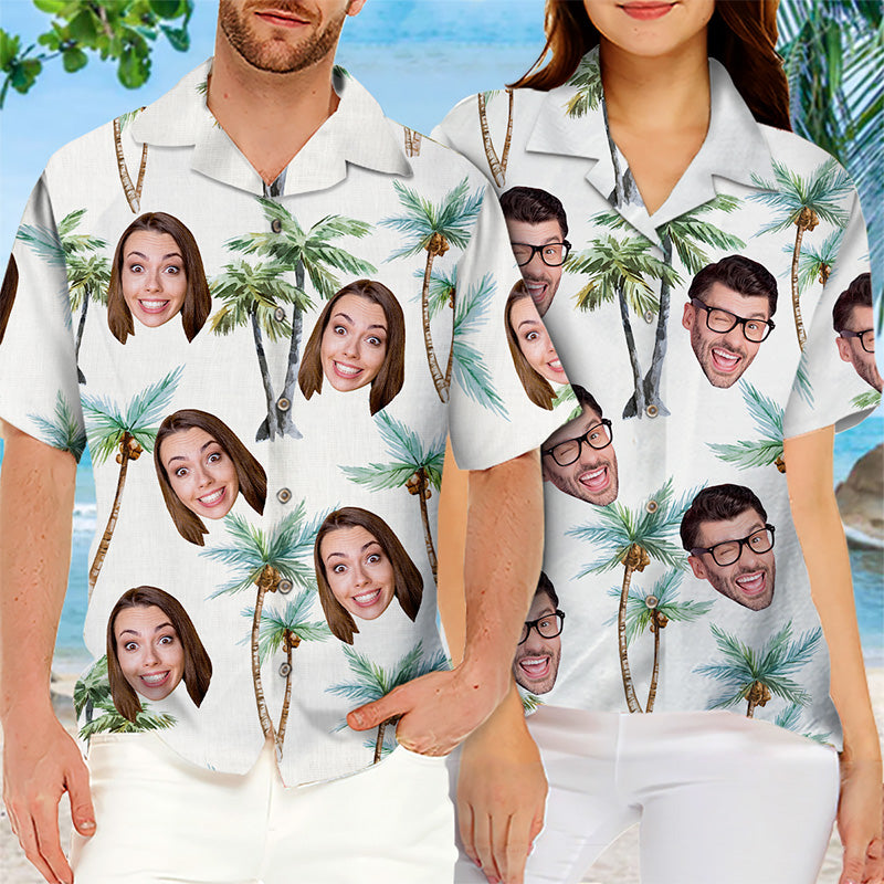 T-shirt hawaïen tropical unisexe personnalisé avec photo « Seek To Sea More » - Cadeau de vacances d'été, cadeau pour mari et femme