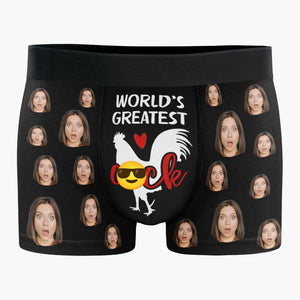 Photo personnalisée du plus grand coq du monde - Boxer personnalisé amusant, boxer pour homme - Cadeau d'anniversaire pour petit ami, mari, anniversaire