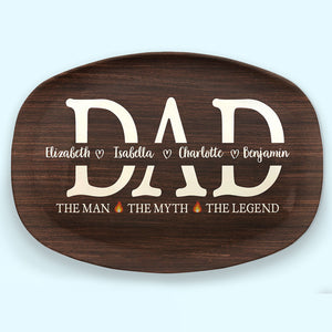 Papa l'homme le grill la légende - Plateau personnalisé familial - Cadeau de fête des pères, d'anniversaire pour papa