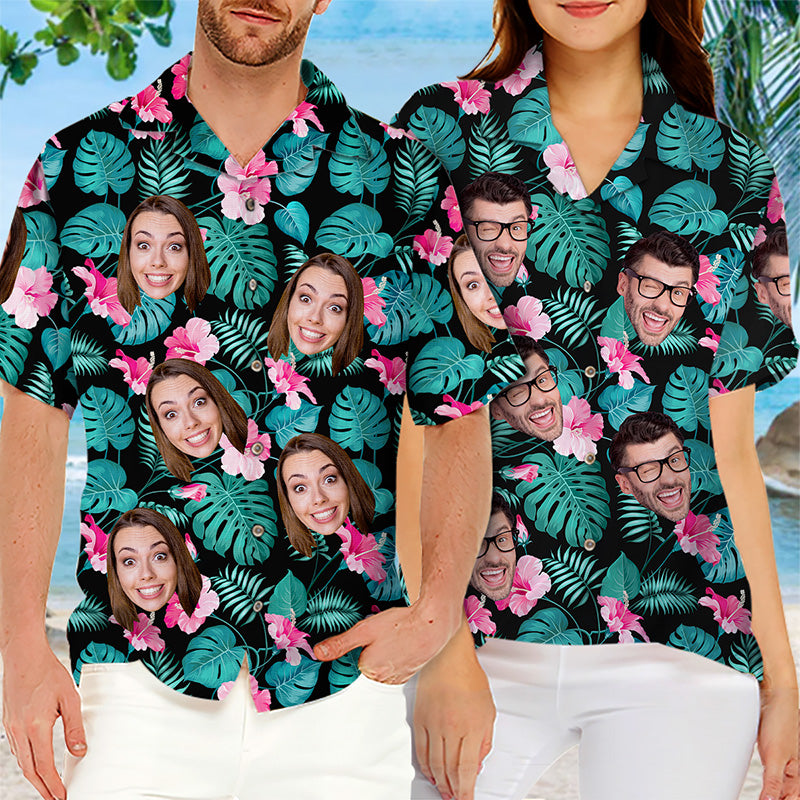 Photo personnalisée « Tu m'as eu à Aloha » - T-shirt hawaïen tropical unisexe personnalisé pour couple - Cadeau de vacances d'été, cadeau pour mari et femme