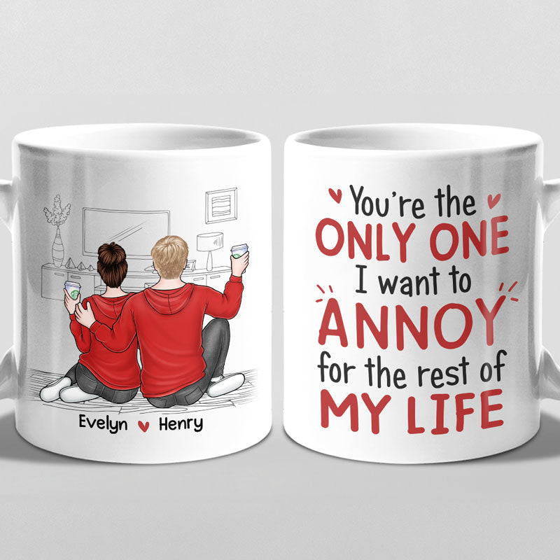 Je promets de te toucher les fesses - Tasse personnalisée pour couple - Cadeau pour mari et femme, anniversaire