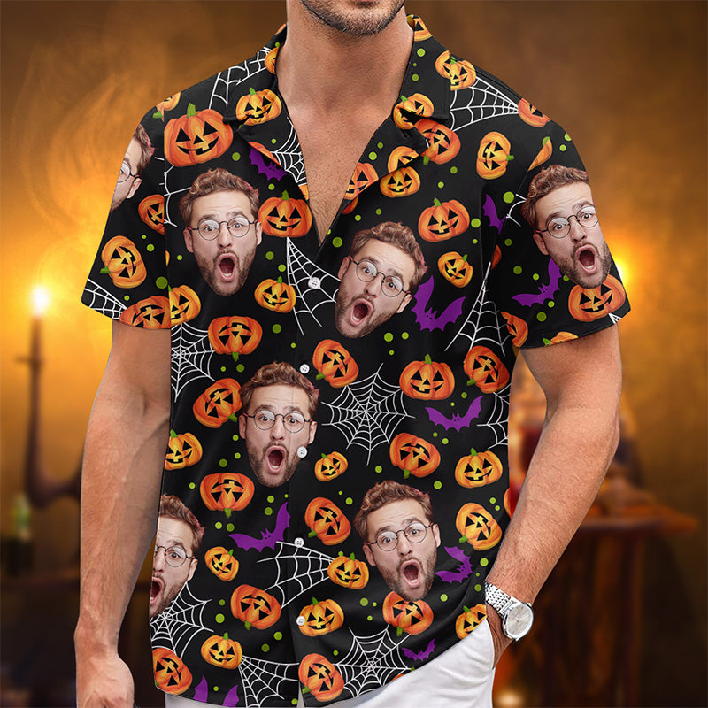 Photo personnalisée « Je crie, tu cries, nous crions tous » - T-shirt hawaïen tropical unisexe personnalisé pour la famille - Cadeau d'Halloween pour les membres de la famille, les propriétaires d'animaux et les amoureux des animaux