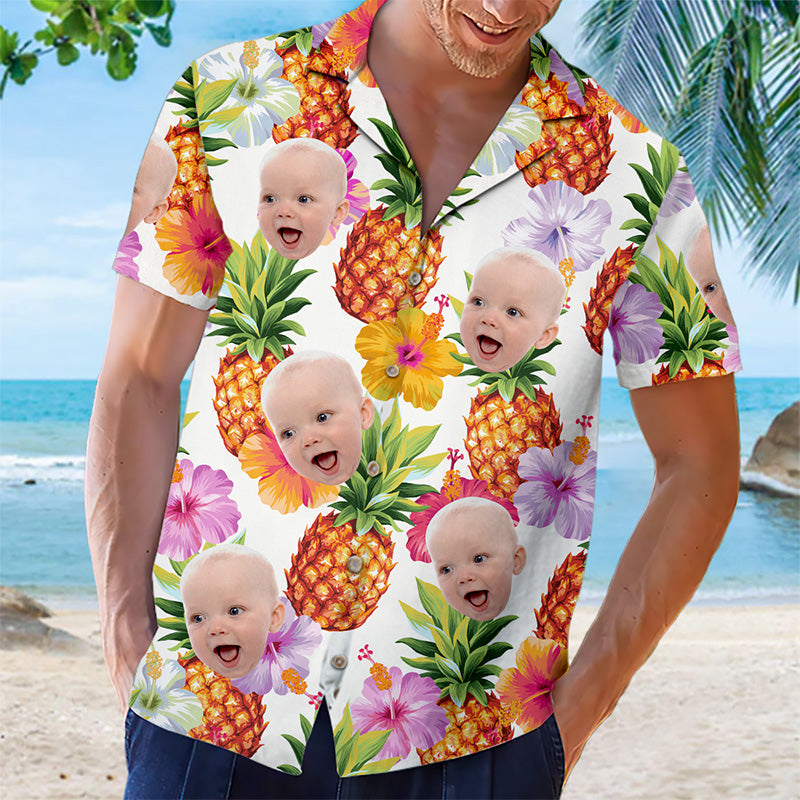 T-shirt hawaïen tropical unisexe personnalisé avec photo « Seek To Sea More » - Cadeau de vacances d'été, cadeau pour les membres de la famille