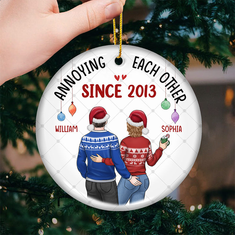 C'est toujours mieux quand on est ensemble - Ornement personnalisé pour couple - Forme ronde en céramique - Cadeau de Noël pour mari et femme, anniversaire