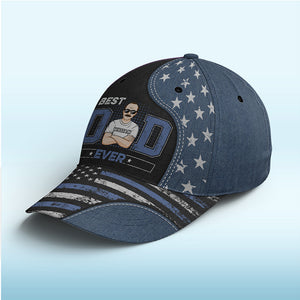 Meilleur papa du monde - Casquette personnalisée pour la famille, casquette classique à imprimé intégral - Cadeau de fête des pères et d'anniversaire pour papa
