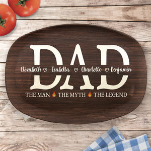 Papa l'homme le grill la légende - Plateau personnalisé familial - Cadeau de fête des pères, d'anniversaire pour papa