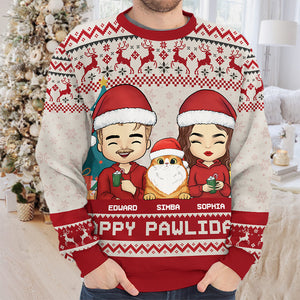 Season's Greetings From Furry Family - Dog & Cat Personalized Custom Ugly Sweatshirt - Unisex Wool Jumper - Christmas Gift For Husband Wife, Pet Owners, Pet Lovers
