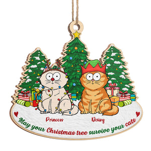 Décoration de Noël Meowy - Chat personnalisé - Forme unique en bois - Cadeau de Noël pour les propriétaires et les amoureux des animaux