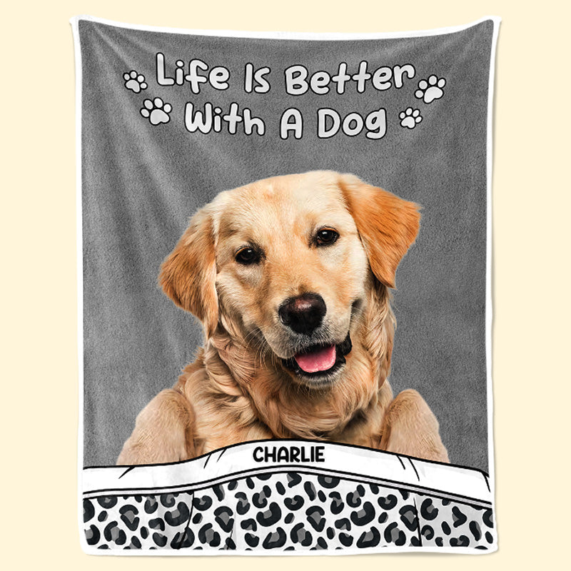 Couverture personnalisée pour bébé avec photo : La vie est meilleure avec des chiens et des chats ! Cadeau pour les propriétaires et les amoureux des animaux.