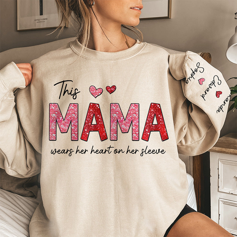 Cette Abuela porte son cœur sur sa manche - Sweat-shirt unisexe personnalisé avec motif sur la manche - Cadeau pour maman, grand-mère