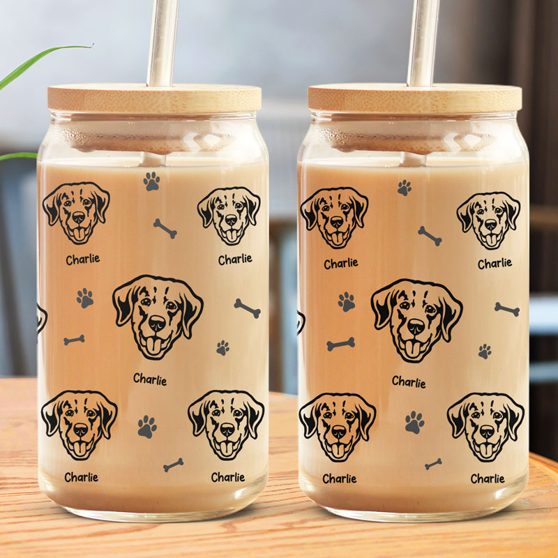 Les chiens ne me mordent jamais, juste les humains ! Tasse en verre personnalisée pour chien, tasse à café glacé ! Cadeau pour les propriétaires d'animaux et les amoureux des animaux.