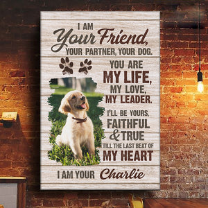 Photo personnalisée « Je promets d'être ton meilleur ami » - Toile verticale personnalisée pour chien - Cadeau pour les propriétaires et les amoureux des animaux
