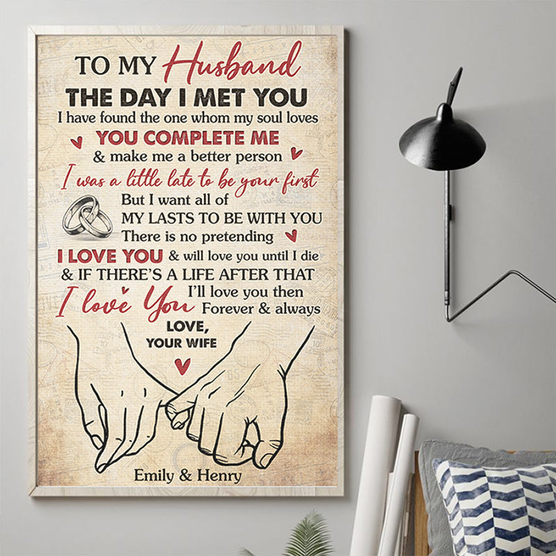 J'ai trouvé celui que mon âme aime - Affiche verticale personnalisée pour couple - Cadeau pour mari et femme, anniversaire