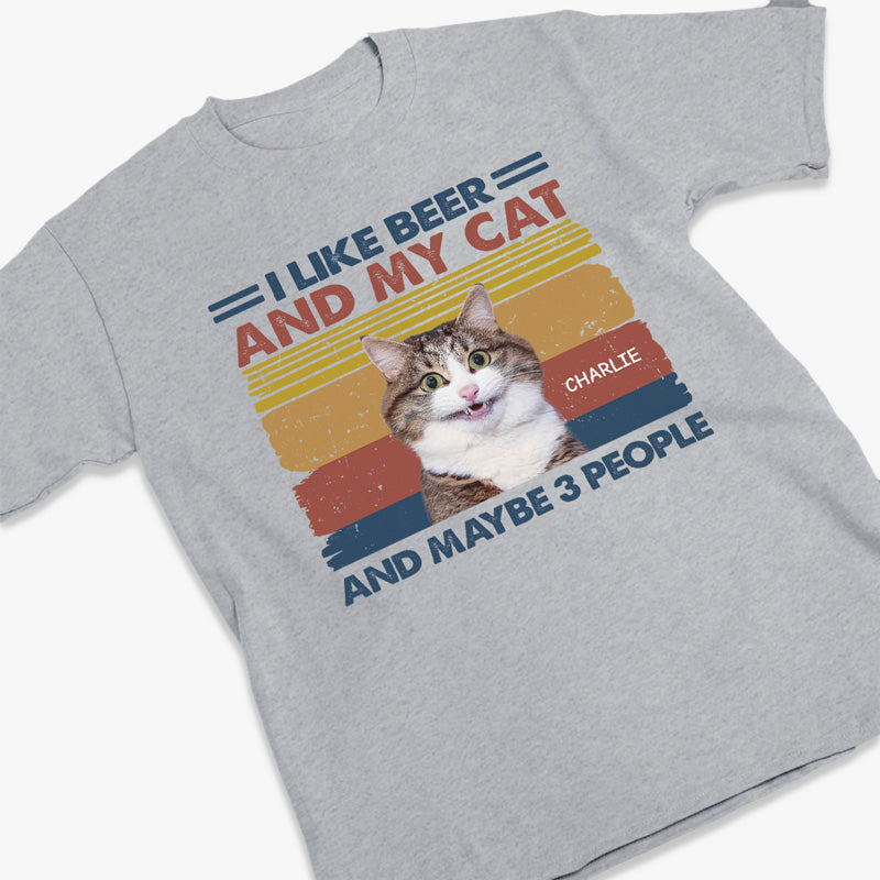 T-shirt, sweat à capuche et sweat-shirt unisexe personnalisé avec photo « J'aime la bière et mes chats » - Vacances d'été, cadeau pour les propriétaires d'animaux et les amoureux des animaux