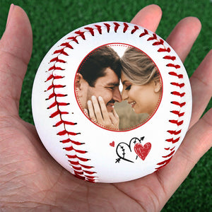 Photo personnalisée « Je t'aime jusqu'à la clôture du champ central et à l'arrière » - Couple personnalisé Baseball personnalisé - Cadeau pour mari et femme, anniversaire