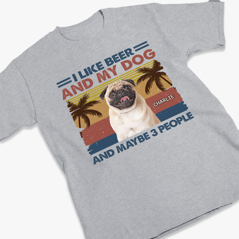 Photo personnalisée « J'aime la bière et mes chiens » - T-shirt unisexe personnalisé, sweat à capuche, sweat-shirt - Vacances d'été, cadeau pour les propriétaires d'animaux et les amoureux des animaux