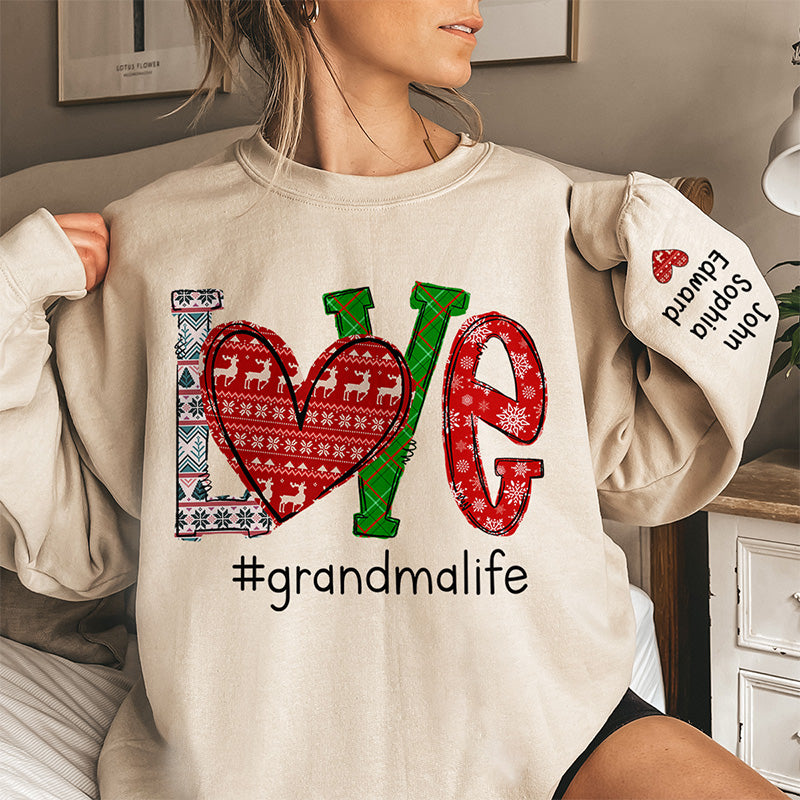 La grand-mère parfaite - Sweat-shirt unisexe personnalisé avec motif sur la manche - Cadeau de Noël pour maman et grand-mère