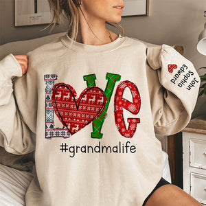 La grand-mère parfaite - Sweat-shirt unisexe personnalisé avec motif sur la manche - Cadeau de Noël pour maman et grand-mère
