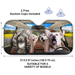 Photo personnalisée « Les meilleurs amis sont des personnes avec des pattes » - Pare-soleil de pare-brise de voiture personnalisé pour chien et chat, protection de fenêtre de voiture - Cadeau pour propriétaires d'animaux et amoureux des animaux