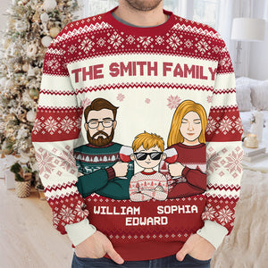 Ma partie préférée de Noël, c'est la famille - Sweat-shirt personnalisé moche pour la famille - Pull en laine unisexe - Cadeau de Noël pour les membres de la famille