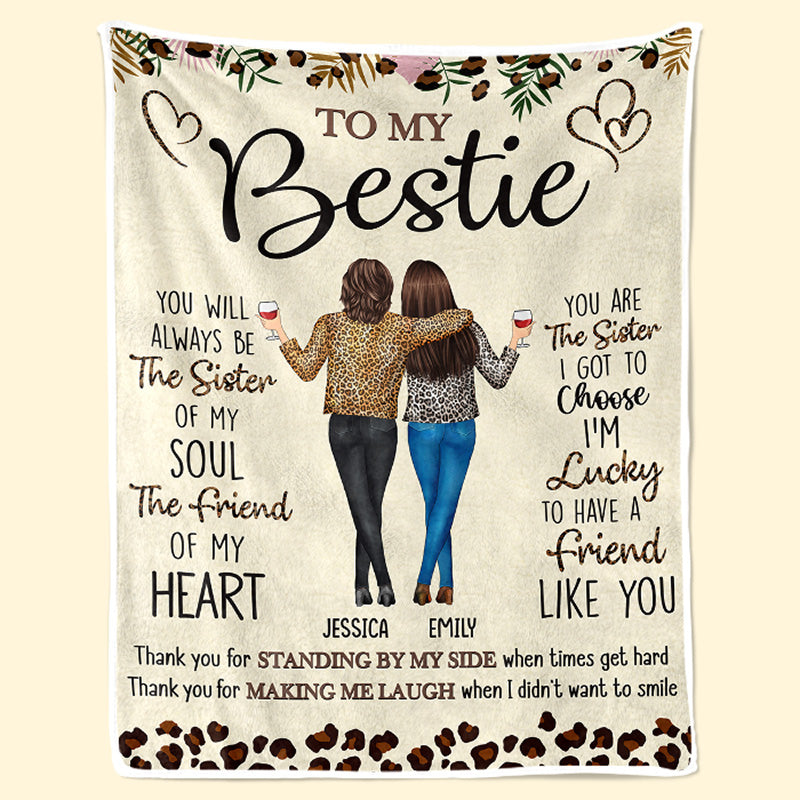 Couverture personnalisée « Sœur d'âme, amie de cœur » – Cadeau de Noël pour meilleures amies, meilleures amies et sœurs