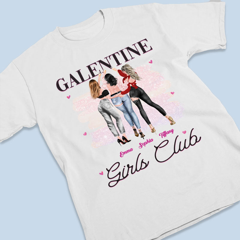 Galentine Girls Club - T-shirt, sweat à capuche et sweat-shirt unisexe personnalisé Bestie - Cadeau de Saint-Valentin pour meilleures amies, meilleures amies, sœurs