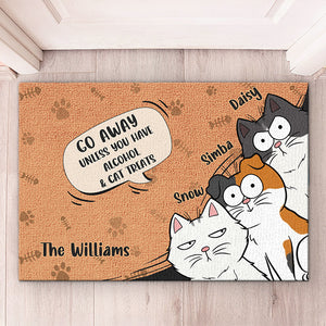 Partez sans avoir de vin et de friandises pour chat ! Tapis décoratif personnalisé pour chat ! Cadeau pour propriétaires et amoureux des animaux.
