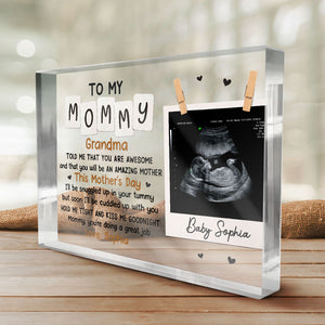 Photo personnalisée « Vous serez une mère formidable » - Plaque rectangulaire en acrylique personnalisée pour la famille - Cadeau de fête prénatale, cadeau pour la première maman