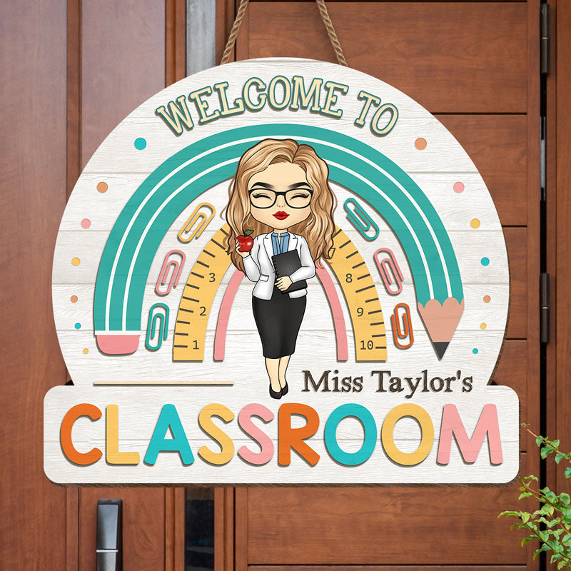 Bienvenue dans notre salle de classe - Panneau en bois personnalisé pour la décoration intérieure - Cadeau de pendaison de crémaillère pour la rentrée scolaire