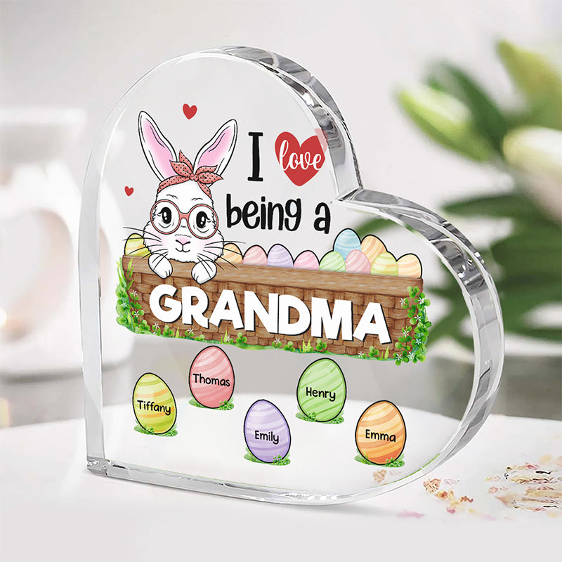 J'adore être appelée grand-mère - Plaque acrylique personnalisée en forme de cœur pour la famille - Cadeau pour grand-mère