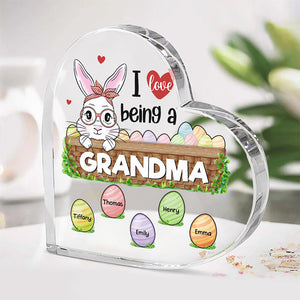 J'adore être appelée grand-mère - Plaque acrylique personnalisée en forme de cœur pour la famille - Cadeau pour grand-mère