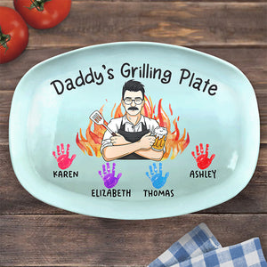 Daddy Grill Legend - Plateau personnalisé pour la famille - Cadeau pour la fête des pères et l'anniversaire de papa