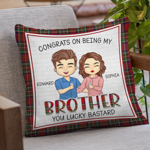 Félicitations pour être devenu mon frère et ma sœur ! Coussin personnalisé pour la famille ! Cadeau pour frères et sœurs
