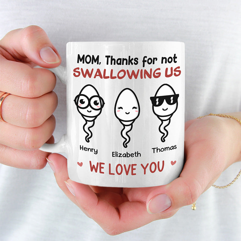 Maman, merci de ne pas nous avoir avalés - Mug personnalisé pour la famille - Cadeau de fête des mères, d'anniversaire pour maman