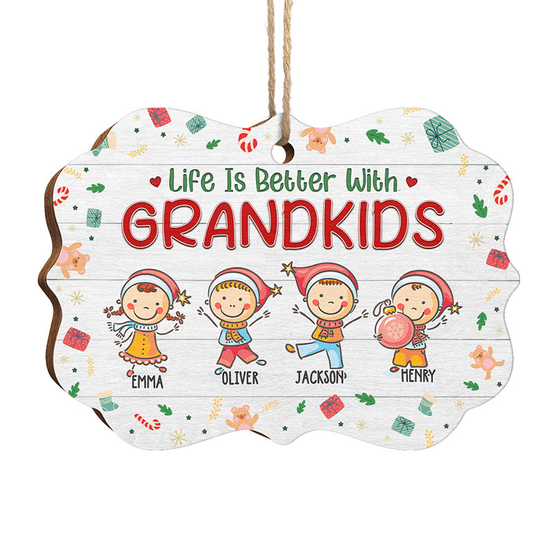 La vie est meilleure avec ses petits-enfants - Décoration familiale personnalisée - Bois en forme de Benelux - Cadeau de Noël pour les membres de la famille