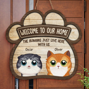 Bienvenue chez Meow House - Panneau en bois personnalisé en forme de chat - Cadeau de pendaison de crémaillère pour les propriétaires et les amoureux des animaux