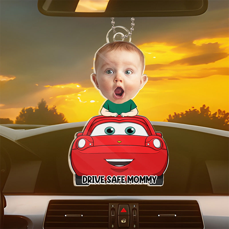 Photo personnalisée de bébé voyageant avec vous - Décoration de voiture personnalisée pour la famille - Forme personnalisée en acrylique - Cadeau pour les membres de la famille