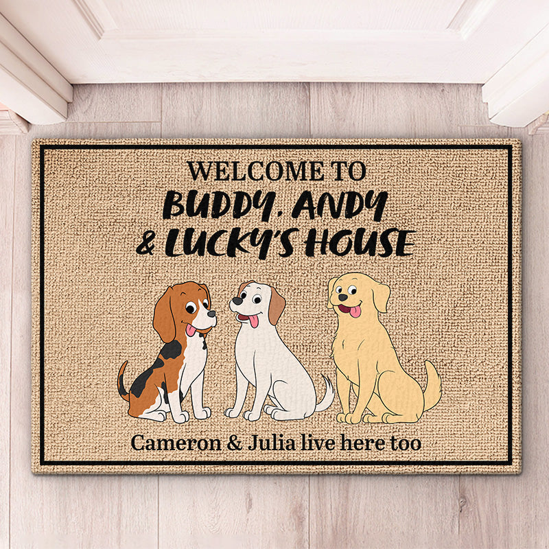 Bienvenue chez nous - Tapis décoratif personnalisé pour chien - Cadeau pour les propriétaires d'animaux et les amoureux des animaux