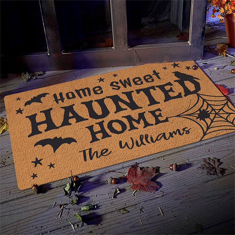 Maison hantée - Tapis décoratif personnalisé pour la maison - Cadeau d'Halloween pour les membres de la famille