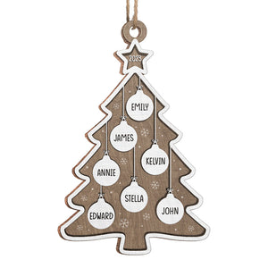 Soyez joyeux et lumineux - Ornement personnalisé pour la famille - En forme de sapin de Noël en bois - Cadeau de Noël pour les membres de la famille