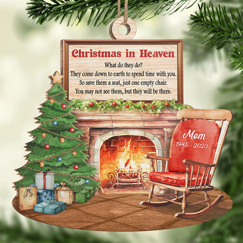 Noël au paradis - Ornement commémoratif personnalisé - Forme unique en bois - Cadeau de Noël, cadeau de condoléances pour les membres de la famille