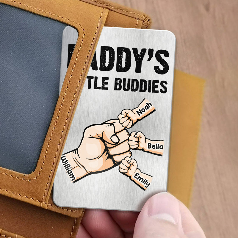Papas copains - Carte portefeuille personnalisée en aluminium pour la famille - Cadeau de fête des pères et d'anniversaire pour papa