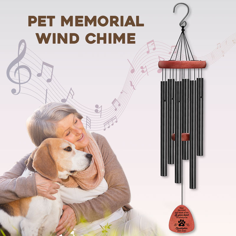 Dans ton cœur, je serai toujours là - Carillon éolien personnalisé commémoratif - Cadeau de condoléances, cadeau pour les propriétaires d'animaux de compagnie, les amoureux des animaux