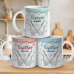 Mug personnalisé « Forever And Always » avec effet gonflable en 3D, idéal pour un couple, un anniversaire ou un mariage.