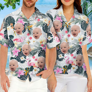 Chemise hawaïenne personnalisée avec photo « Brise d'été » - Chemises personnalisées pour la famille, chemises hawaïennes pour homme, chemise de plage, chemise Aloha pour homme - Cadeau pour les vacances d'été, cadeau pour les membres de la famille