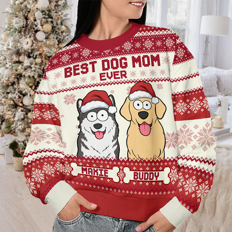 J'adore être maman d'un chien - Sweat-shirt moche personnalisé pour chien - Pull en laine unisexe - Cadeau de Noël pour les propriétaires et les amoureux des animaux