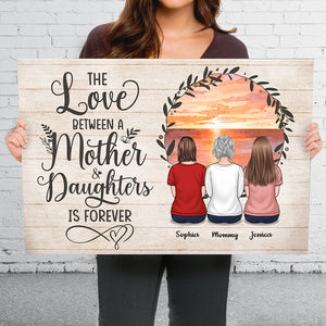 Mère et enfants unis pour toujours - Toile horizontale personnalisée pour la famille - Cadeau de fête des mères, d'anniversaire pour maman