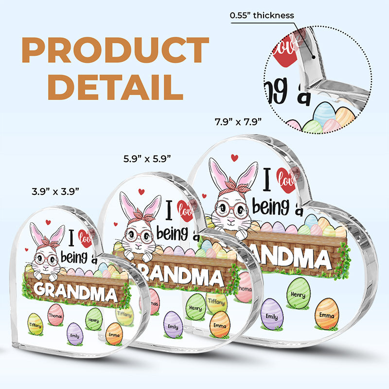 J'adore être appelée grand-mère - Plaque acrylique personnalisée en forme de cœur pour la famille - Cadeau pour grand-mère